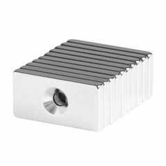 1 x 1/2 x 1/8 Inch Neodymium Rare Earth Countersunk Block Magnets N52 (10 Pack)
