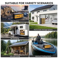 12V 200Ah Lithium LiFePO4 Battery 2560Wh Built-in BMS Deep Cycle Marine RV Solar