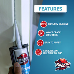 Kraken Bond RTV Silicone Caulk Brown (12×10.1 | Waterproof Caulk | 12 Pack