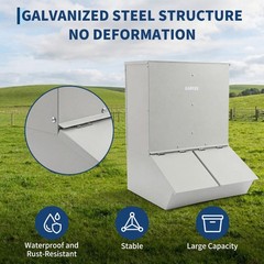 NEW🔥Hog Feeder 3.7 Bushel Metal Double Door Pig Feeder Feeding up to 8 Hogs