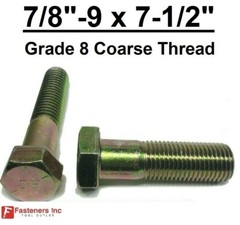 7/8-9 x 7-1/2″ Hex Bolt Yellow Zinc Plated Grade 8 Cap Screw Coarse Thread