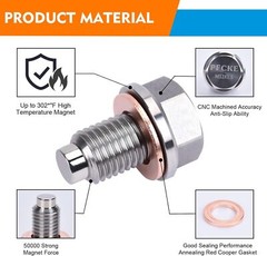 Stainless Steel Engine Neodymium Magnetic Oil Drain Plug with Copper Gasket
