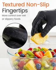 5 Mil Black Nitrile Gloves for Food Prep – Textured Food Prep Gloves – Food Hand