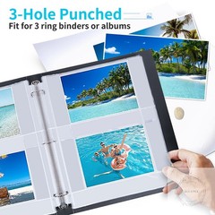 30 Pack Photo Sleeves for 3 Ring Binder (4×6, for 120 Photos), Archival Page Pro