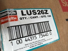 QTY. 100 Simpson Strong-Tie Joist Hanger No LUS262Z Full Case 2”x6” or 2”x8”