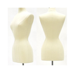 Adult Female Off White Linen Dress Form Mannequin Torso Size 2-4 with Base