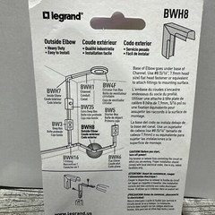 Legrand BWH8 Wiremold Metal Raceway 90-Degree Outside Elbow White Wire mold Brac