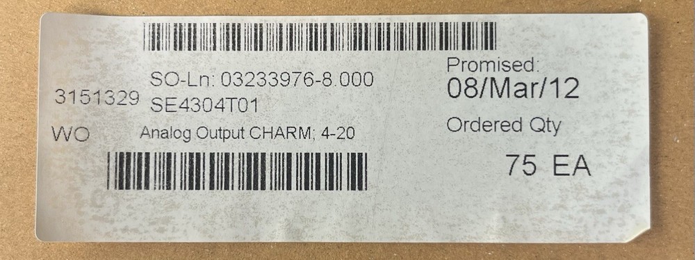 EMERSON Delta V KL3022X1-BA1 AO 4-20 mA HART CHARMS 12P4629 SE4304T01