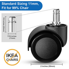 Office Chair Wheels Replacement, 5 Pcs 2 Inch Office Chair Casters Heavy Duty, C
