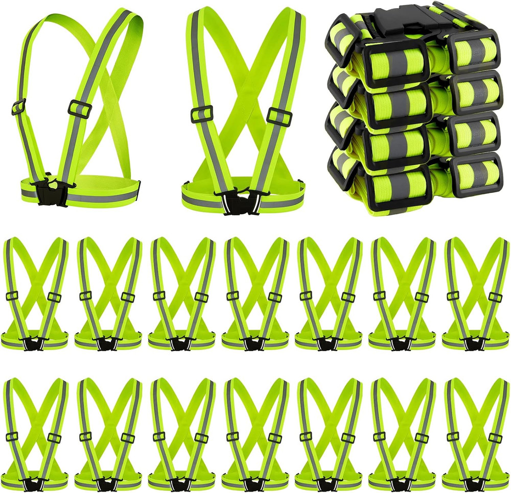 30 Pcs Reflective Vest High Visibility Safety Vests, Adjustable Running Gear Str