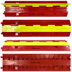 2 Channel Plastic Cable Protector Ramp for up to 1.25″ OD Hose – Yellow/Orange