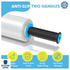Stretch Film 15 x 1200 Ft 4 Rolls Industrial Strength Clear Wrap with Handles