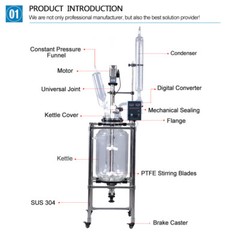 50L Large Lab Chemical Jacket Reactor Glass Reaction Vessel Digital Display USA
