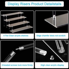 4 Tier Acrylic Perfume Organizer Stand, Clear Display Risers for Perfume, Col…