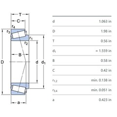 (2 set)L44649/10 Tapered Roller Bearing Set 1-1/16″ Cone L44649 and Cup L44610