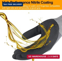 NEOTRIL Safety Work Gloves MicroFoam Nitrile Coated-3/6/12/36 Pairs,Breathable N
