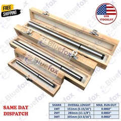 Lathe Alignment Test Bar Shank Size 1MT, 2MT, 3MT Wooden Box Bluefox