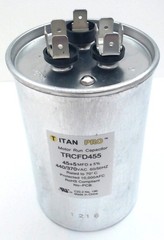 Round Run Capacitor TRCFD455 45+5MFD 440/370V 1 Count Pack Replaces PRCFD455