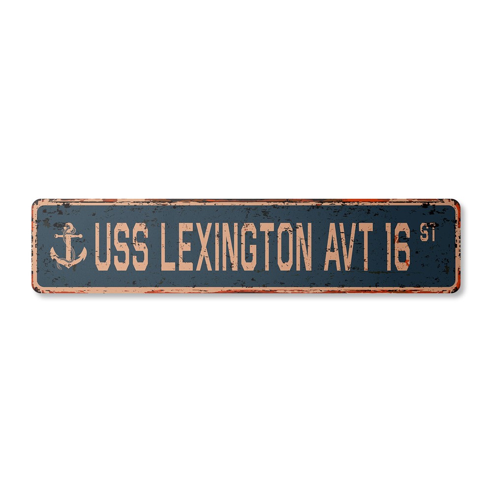 USS LEXINGTON AVT 16 Vintage Street Sign us navy ship veteran sailor rustic gift