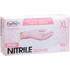 Large Pack of 100 Pink Nitrile Gloves Disposable Food Safe Chemical Resistant