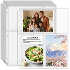 VOKOY 50 Pack 4″ x 6″ Clear Photo Sleeves for 3 Ring Binder, Double Sided 3Po…