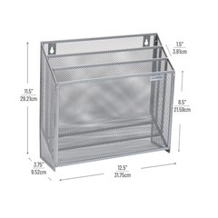 Vertical File Storage, Desktop Organizer, Wall Mount, Office, Metal Mesh, 12….