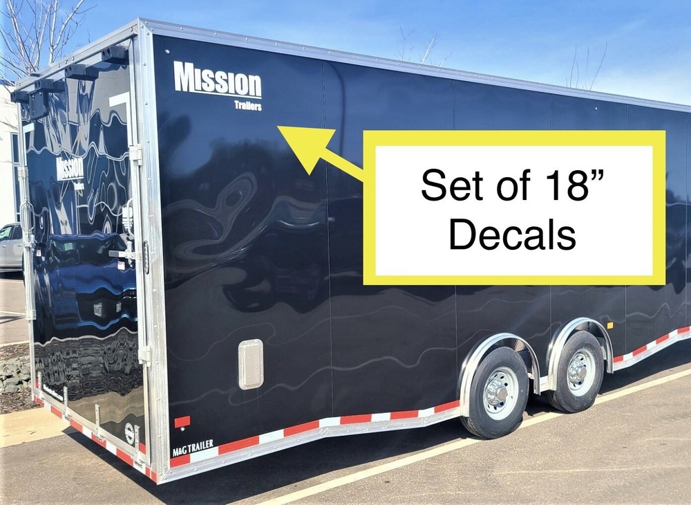 Mission Trailers Decal Kit (Set of 2) White 18” Replacement Stickers Enclosed