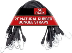 50 Box Of 21″ Natural Rubber Tarp Tie Down Straps Trailer Bungee S Crimped Hook