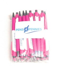 30ct Bulk Lot Misprint Rubber Grip Click Pens MARDI GRAS Hub Pen: PINK & WHITE