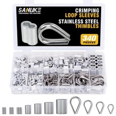 Sanuke 340PCS Stainless Steel Wire Rope Cable Thimbles 340pcs assortment kit