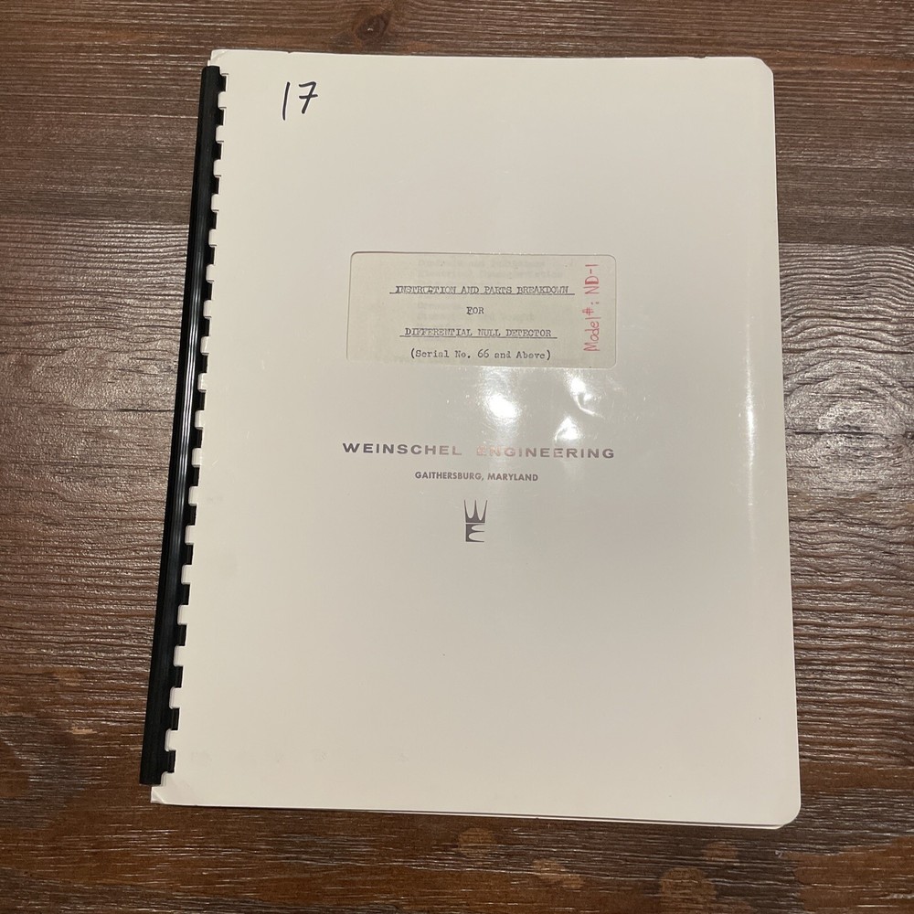 Weinschel Engineering ND-1 Differential Null Detector Instruction Manual 1960