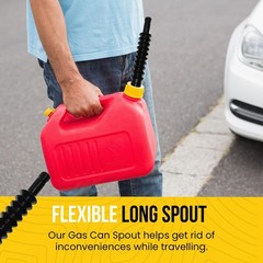 FLEXIBLE REPLACEMENT GAS SPOUT WITH 2 SCREW COLLAR CAPS – FITS (Pack of 2)