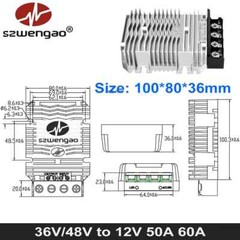 36V 48V to 12V 50A 60A 80A 100A DC Step Down Converter Voltage Reducer Golf Cart