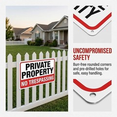 4-Pack No Trespassing Signs Private Property Metal Sign 10 x 7 In Aluminum