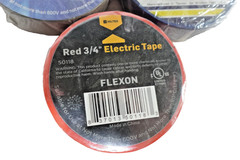Lot of 3 Rolls of Electrical Tape. Red, Blue, Brown. 3/4″