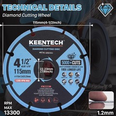 Ultra-Thin 4 1/2 x 7/8 Inch Diamond Cutting Wheel for Effortless Metal Cuts