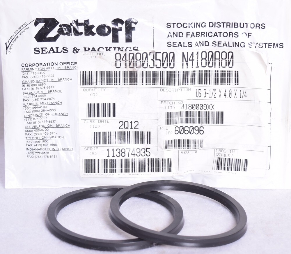 2 Count Zatkoff Seals 840803500 N4180A80 3-1/2″ X 4.0″ X 1/4″