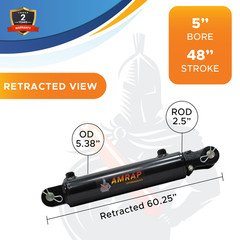 5×48 Hydraulic Cylinder – 5″ Bore, 48″ Stroke Welded Threaded Clevis Cylinder