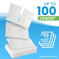 Laundry Detergent Sheets, Fresh Linen, 100 Loads, 50 Count (Pack of 1), White