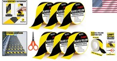 High Visibility Black & Yellow Caution Tape – 6 Rolls