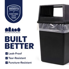 Plasticplace 56 Gallon Clear Trash Bags, 1.5 MIl, 43” x 46”, 100 Count