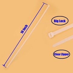 50 PCS White Zip Ties Clear 18 Inch Heavy Duty Cable Ties 120 Lbs Strength UV