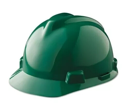 MSA Green V Gard ANSI OSHA Construction Safety Hard Hat with Ratchet Suspension