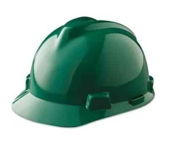 MSA Green V Gard ANSI OSHA Construction Safety Hard Hat with Ratchet Suspension