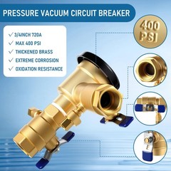 MorningRo 34720A 3/4″ 720A Brass Pressure Vacuum Breaker Assembly for Water L…
