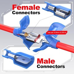 High Quality 100 Pcs Blue Nylon Spade Terminals 16-14 AWG, Corrosion-Resistant