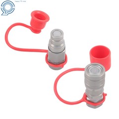 3/8″ Flat Face Hydraulic Quick Coupler Set w/ Dust Caps 3/8″ NPT