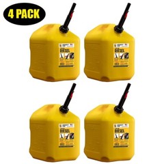 MIDWEST CAN 8610 5 GALLON DIESEL CAN QUICK FLOW PORTABLE FUEL CONTAINER – 4 PACK