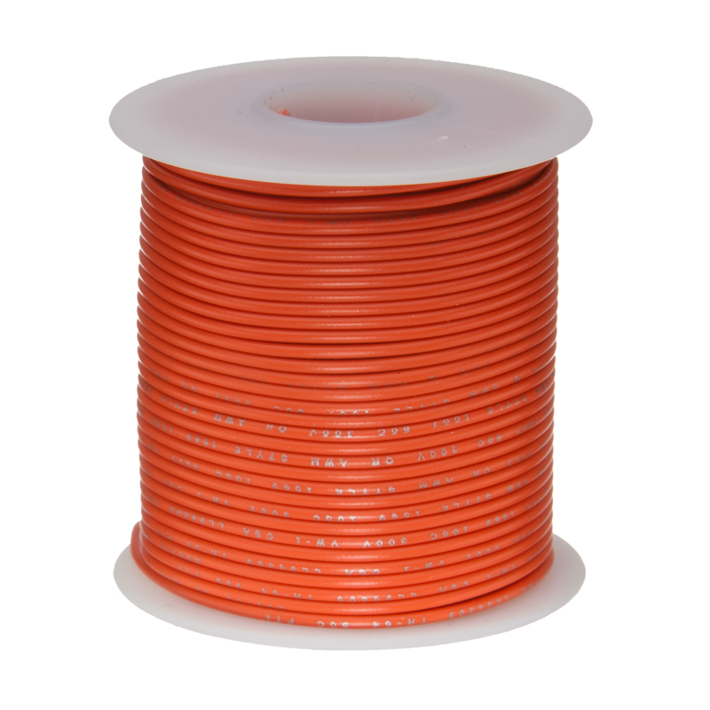 24 AWG Gauge Stranded Hook Up Wire Orange 100 ft 0.0201″ UL1007 300 Volts