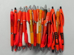 30ct Mixed Lot Misprint Retractable Click Pens: ORANGE / TANGERINE